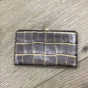 Abas Gray/Gold Frame Alligator Leather Cardholder Wallet